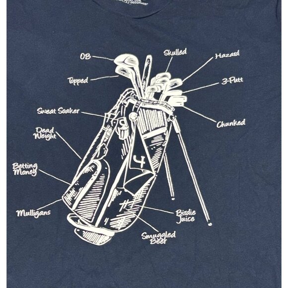 Short Par 4 Navy Blue Golf Bag Humor T Shirt Mens Size Medium Golfer - Picture 2 of 6